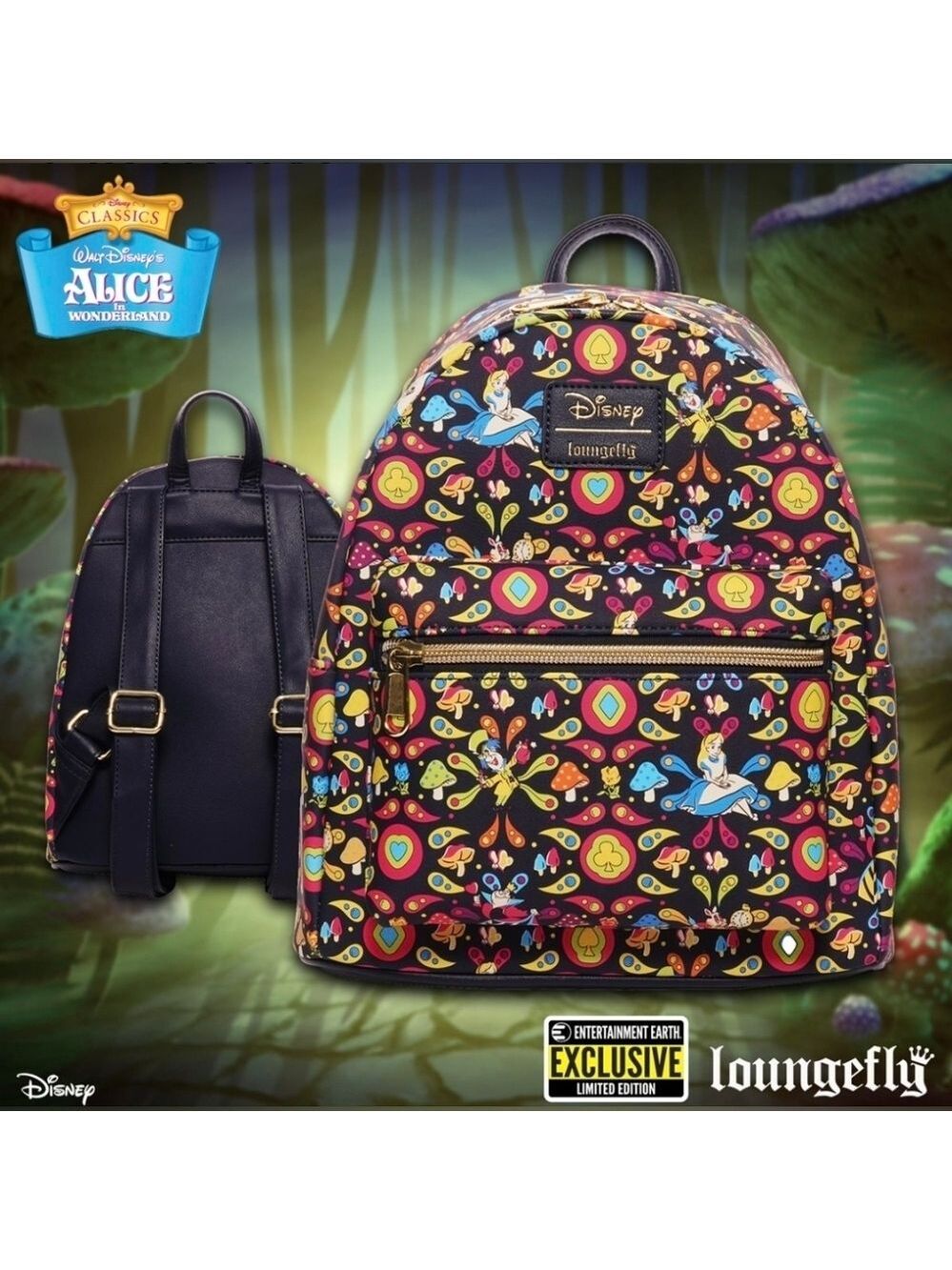 Loungefly Disney Alice in Wonderland Retro Mini Backpack